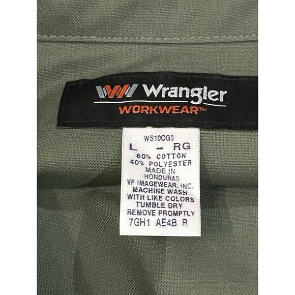 NWT Wrangler Green Button-Up Canvas Shirt Men's size L - Picture 6 of 6